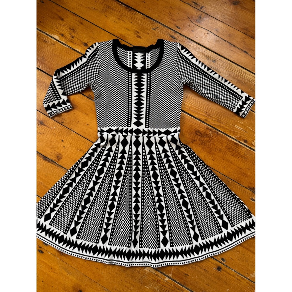 Nina Leonard Black‎ /White Knit Dress Sz S